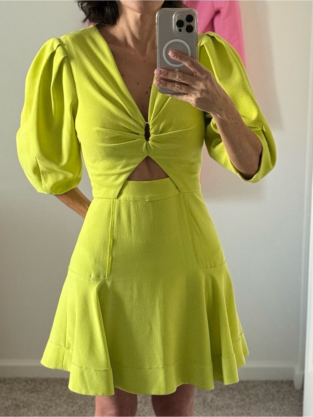 Jonathan Simkhai Lime Cutout A-Line Mini Dress 
Offers are welcome.